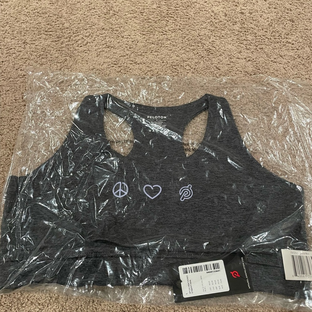 Peloton Brand Heathered Strappy Bra NWT